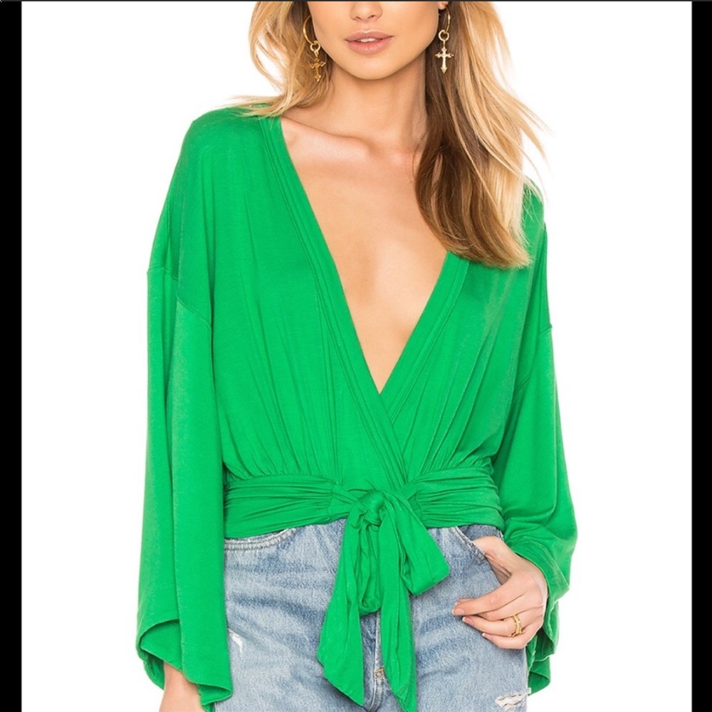 Free People That’s a Wrap Kelly Green Top